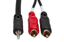 Charger l'image dans la galerie, Hosa CMR-206R Stereo Breakout Cable - Right-angle 3.5mm TRS Male to Left and Right RCA Male - 6 foot