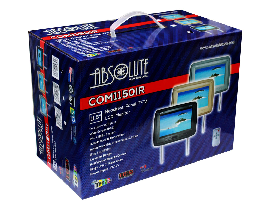 Absolute COM1150IRG 11" Universal Headrest TFT/LCD Monitor W/IR Transmitter
