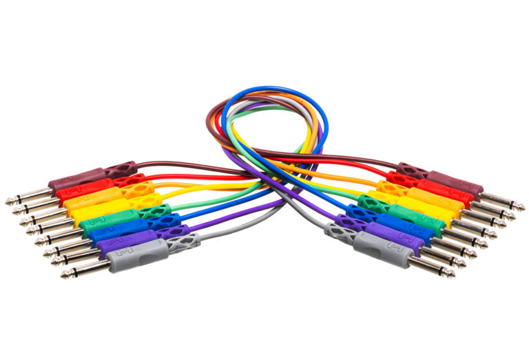 Hosa CPP-830 1/4-inch TS Male Patch Cable 8-pack - 1 foot (Various Colors)