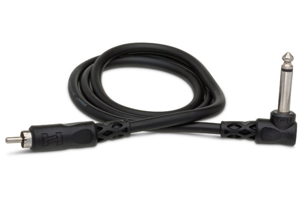 Hosa CPR-103R Interconnect Cable Right-angle 1/4-inch TS Male to RCA Male 3 foot