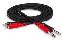 Load image into Gallery viewer, Hosa CPR-202 Stereo Interconnect Cable - Dual 1/4-inch TS Male to Dual RCA Male - 6.6 foot