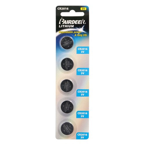 Install Bay CR2016 Lithium 3 Volt Battery 1.6MM - Package of 5
