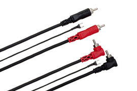 Hosa CRA-202DJ Stereo Interconnect Dual RCA to Dual Right Angle RCA Cable with Ground Wire - 6.6 foot