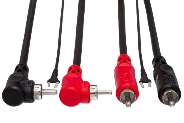 Hosa CRA-203DJ Stereo Interconnect Dual RCA to Dual Right Angle RCA Cable with Ground Wire - 9.9 foot