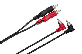 Hosa CRA-202R Stereo Interconnect Dual RCA to Dual Right Angle RCA Cable - 6.6 foot