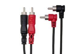 Hosa CRA-201R Stereo Interconnect Dual RCA to Dual Right Angle RCA Cable - 3.3 foot