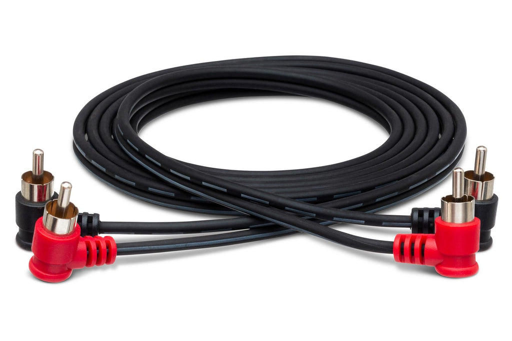 Hosa CRA-202RR Stereo Interconnect Dual Right Angle RCA to Dual Right Angle RCA Cable - 6 foot