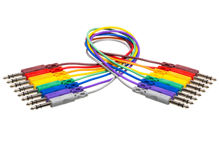 Hosa CSS-830 1/4-inch TRS Male to 1/4-inch TRS Male Patch Cable 8-pack - 1 foot (Various Colors)