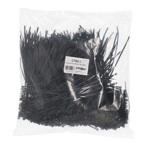 Install Bay CTB8-1 Cable Tie 8.6" Black - Bulk Bag - 1000 Count
