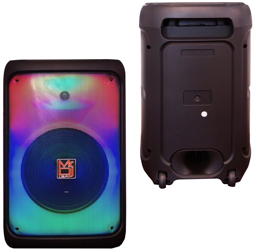 MR DJ CUBE12 12" Rechargeable Portable Karaoke Speaker with Party Flame Lights Microphone TWS USB FM Radio