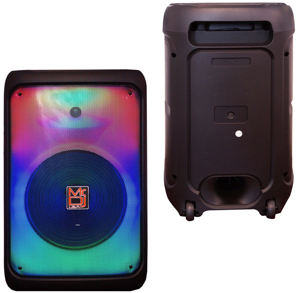 2 MR DJ CUBE12 12" Rechargeable Portable Bluetooth Karaoke Speaker with Party Flame Lights Microphone TWS USB FM Radio