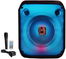 Charger l&#39;image dans la galerie, 2 MR DJ CUBE8 8&quot; Rechargeable Portable Bluetooth Karaoke Speaker with Party Flame Lights Microphone TWS USB FM Radio