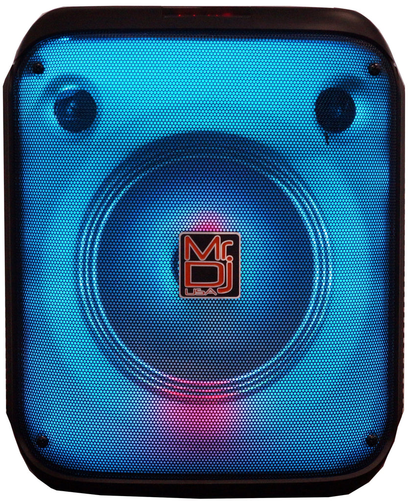 MR DJ CUBE8 8" Rechargeable Portable Karaoke Speaker with Party Flame Lights Microphone TWS USB FM Radio