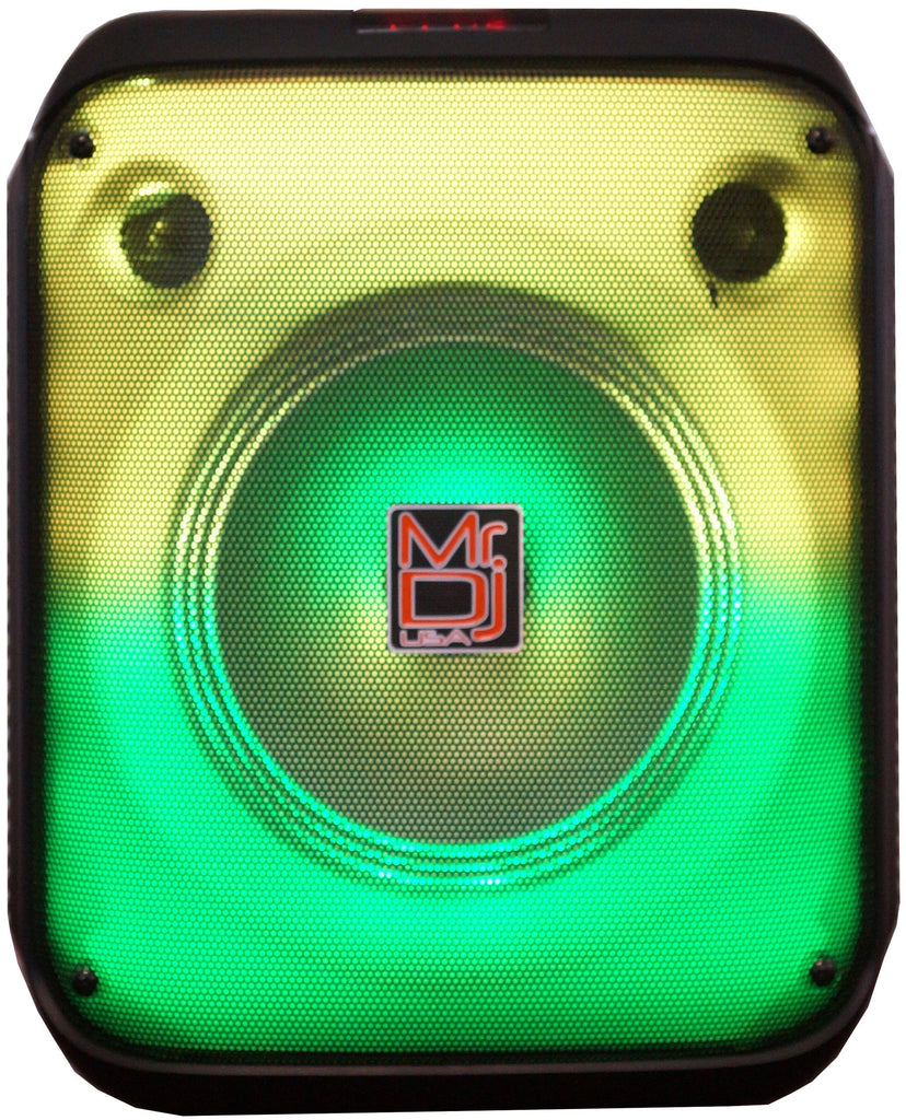 MR DJ CUBE8 8" Rechargeable Portable Karaoke Speaker with Party Flame Lights Microphone TWS USB FM Radio