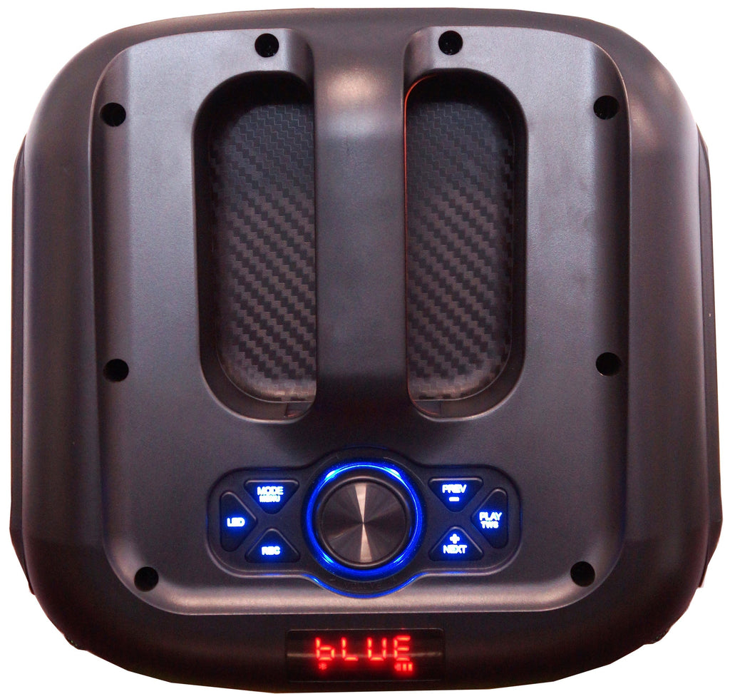 MR DJ CUBE8 8" Rechargeable Portable Karaoke Speaker with Party Flame Lights Microphone TWS USB FM Radio