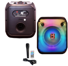 Charger l&#39;image dans la galerie, 2 MR DJ CUBE8 8&quot; Rechargeable Portable Bluetooth Karaoke Speaker with Party Flame Lights Microphone TWS USB FM Radio