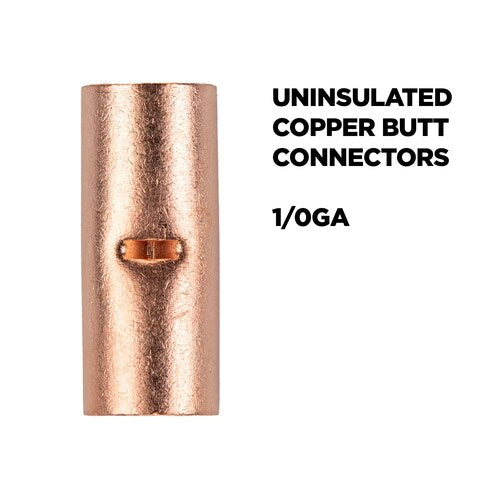 Install Bay CUR1-0 Copper Uninsulated Butt Connector 1/0 Gauge Package of 10