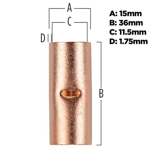 Install Bay CUR1-0 Copper Uninsulated Butt Connector 1/0 Gauge Package of 10