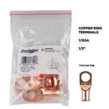 Load image into Gallery viewer, Install Bay CUR1012 Copper Uninsulated Ring Terminal 1/0 Gauge 1/2" 5/PK