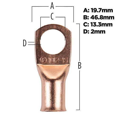 Install Bay CUR1012 Copper Uninsulated Ring Terminal 1/0 Gauge 1/2" 5/PK