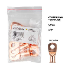 Charger l'image dans la galerie, Install Bay CUR1038 Copper Uninsulated Ring Terminal 1/0 Gauge 3/8" 5/PK