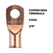 Charger l'image dans la galerie, Install Bay CUR1038 Copper Uninsulated Ring Terminal 1/0 Gauge 3/8" 5/PK
