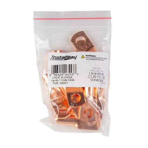 Install Bay CUR1516 Copper Uninsulated Ring Terminal 1 Gauge 5/16" 10/PK