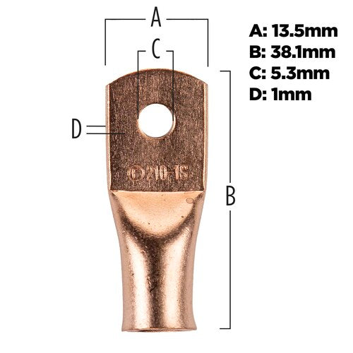 Install Bay CUR210 Copper Uninsulated Ring Terminal 4 Gauge 1/2 inch