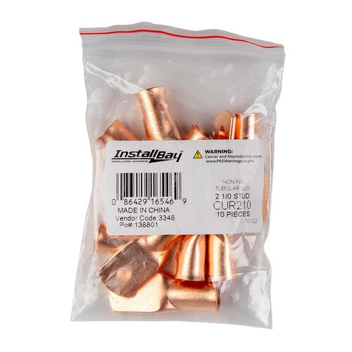 Install Bay CUR210 Copper Uninsulated Ring Terminal 4 Gauge 1/2 inch