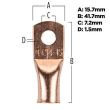 Load image into Gallery viewer, Install Bay CUR214 Copper Uninsulated Ring Terminal 2 Gauge 1/4" 10/PK