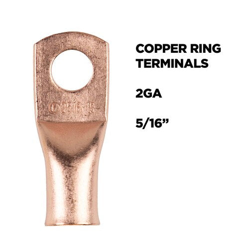 Install Bay CUR2516 Copper Uninsulated Ring Terminal 2 Gauge 5/16 Inch 10 Pack