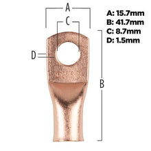 Load image into Gallery viewer, Install Bay CUR2516 Copper Uninsulated Ring Terminal 2 Gauge 5/16 Inch 10 Pack