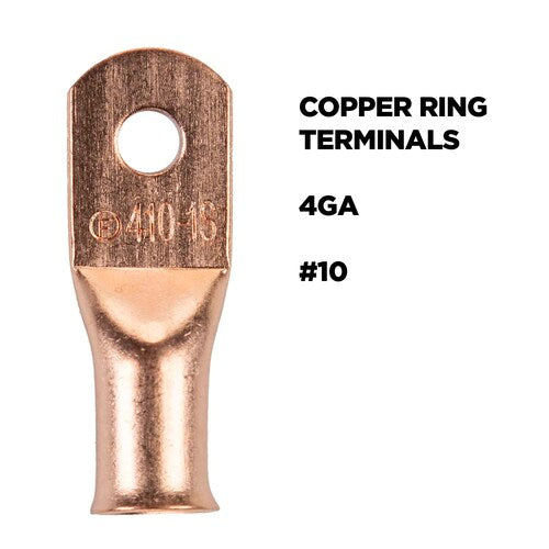 Install Bay CUR410 Copper Uninsulated Ring Terminal 4 Gauge #10