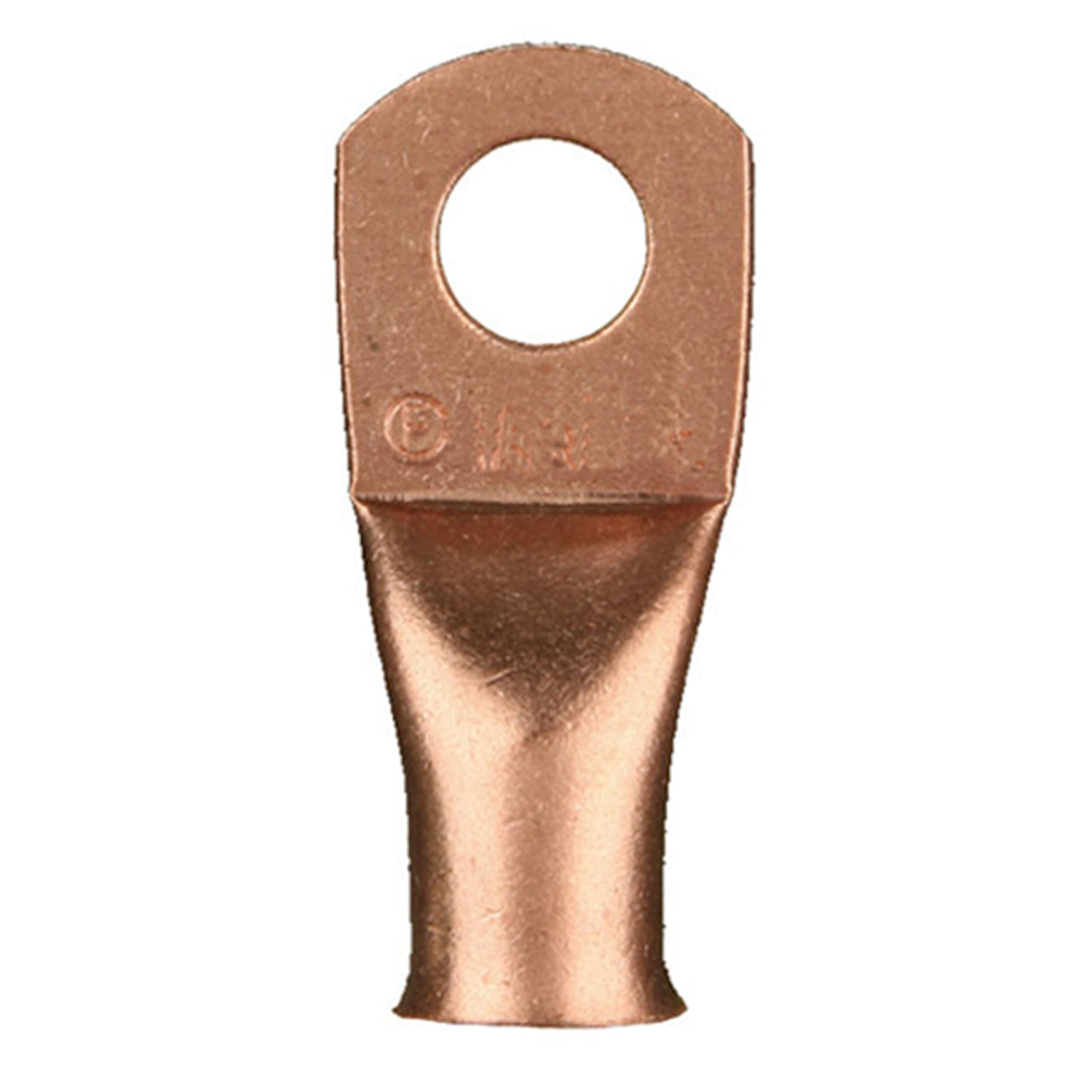 Install Bay CUR414 Copper Uninsulated Ring Terminal 4 Gauge 1/4 inch