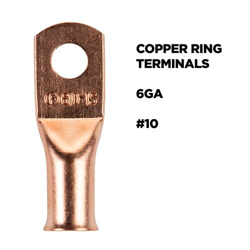 Install Bay CUR610 Copper Uninsulated Ring Terminal 6 Gauge #10