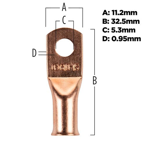Install Bay CUR610 Copper Uninsulated Ring Terminal 6 Gauge #10