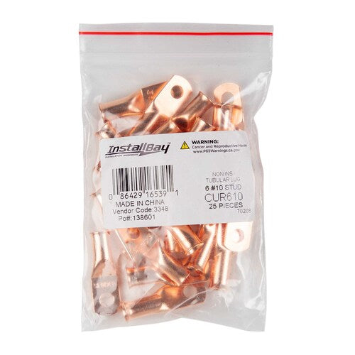 Install Bay CUR610 Copper Uninsulated Ring Terminal 6 Gauge #10