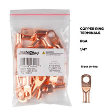 Charger l'image dans la galerie, Install Bay CUR614 Copper Uninsulated Ring Terminal 6 Gauge 1/4 inch
