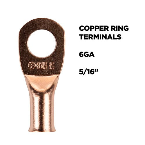 Install Bay CUR6516 Copper Uninsulated Ring Terminal 6 Gauge 5/16 inch