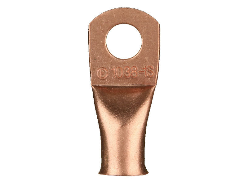 Install Bay CUR814 Copper Uninsulated Ring Terminal 8 Gauge 1/4 inch