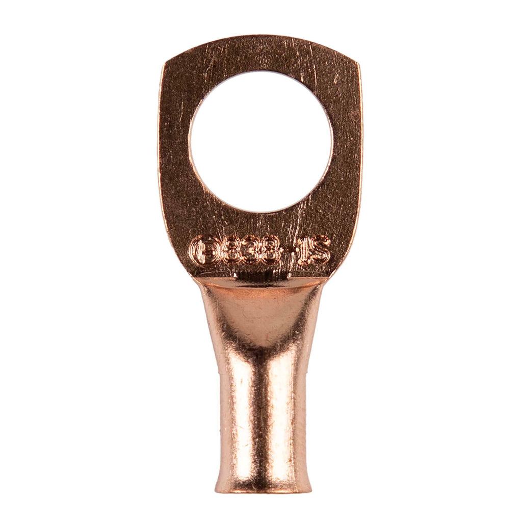 Install Bay CUR838 Copper Uninsulated Ring Terminal 8 Gauge 3/8 inch