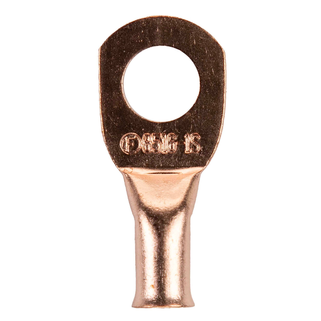 Install Bay CUR8516 Copper Uninsulated Ring Terminal 8 Gauge 5/16 inch