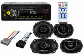CV15BT Car Stereo + PS-65 & PS-57 Speakers + Harness Fit 1992-1996 Ford F-150
