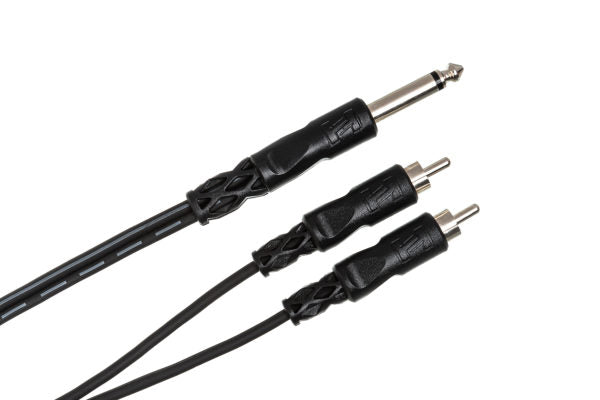 Hosa CYR-101 Y Cable - 1/4-inch TS Male to Dual RCA Male - 3 foot
