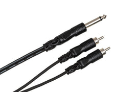 Hosa CYR-103 Y Cable - 1/4-inch TS Male to Dual RCA Male - 9 foot