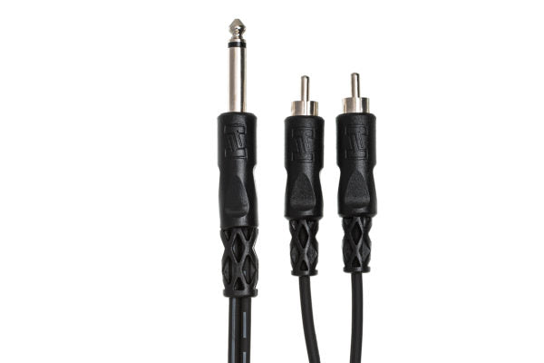 Hosa CYR-101 Y Cable - 1/4-inch TS Male to Dual RCA Male - 3 foot