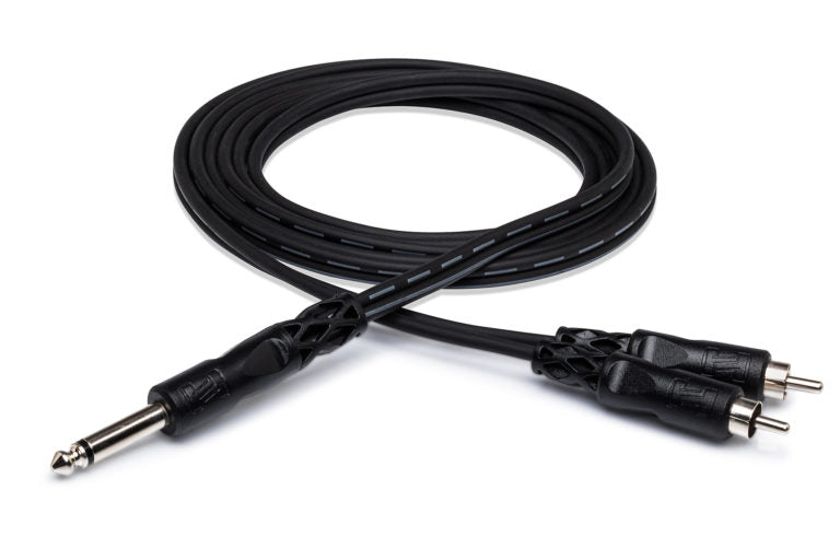 Hosa CYR-103 Y Cable - 1/4-inch TS Male to Dual RCA Male - 9 foot