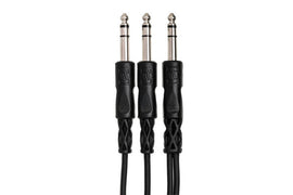 Hosa CYS-103 Y Cable - 1/4-inch TRS Male to Dual 1/4-inch TRS Male - 3 foot