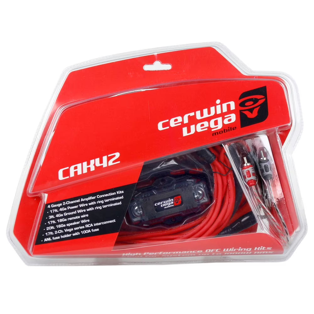 Cerwin Vega CAK42 4 Gauge 2 Channel Amplifier Kit OFC 100% Oxygen-Free Copper