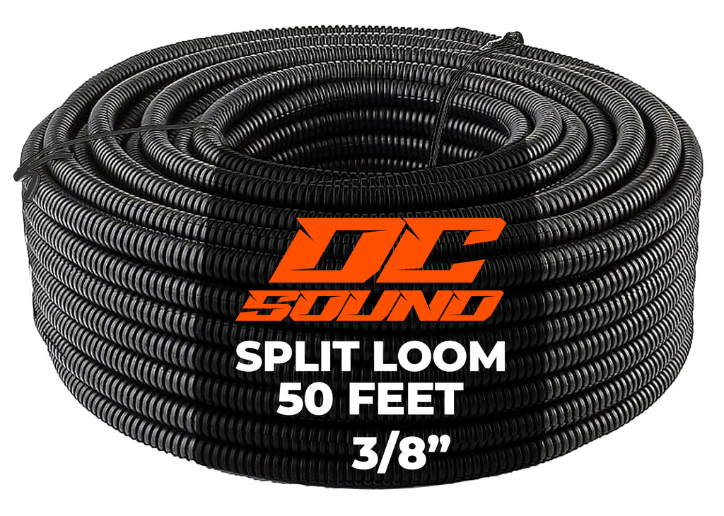 DC Sound 4-Pack 1/4", 3/8", 1/2", 3/4" x 50 Feet Each Split Wire Loom Convoluted Tubing